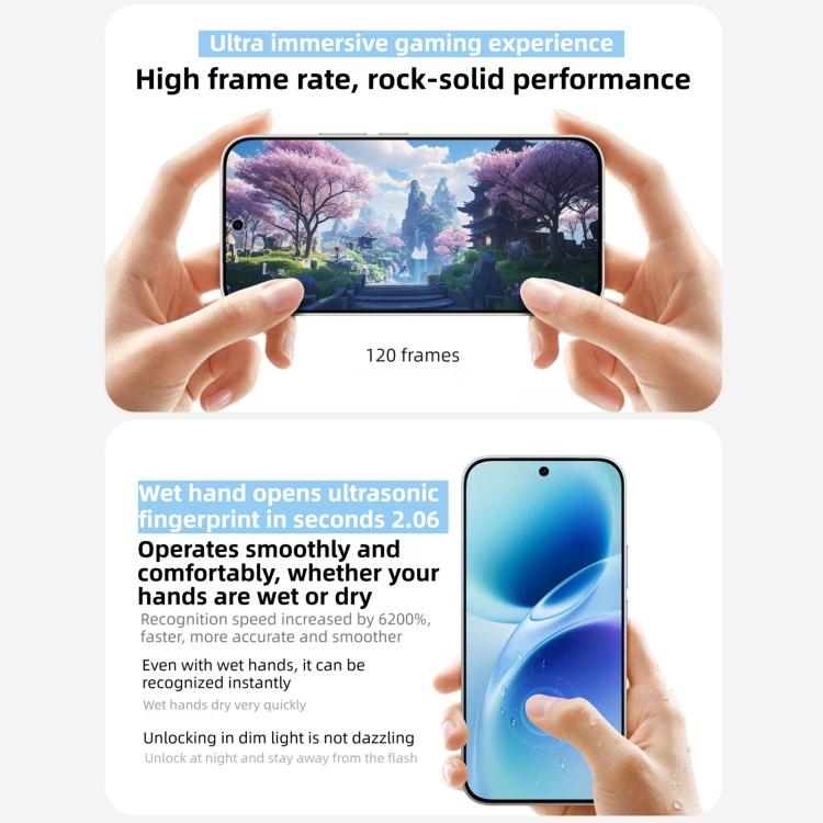 vivo S50, 16 Go + 512 Go, empreinte digitale 3D, Android 16 OriginOS 6 de 6,59 pouces Snapdragon 8s Gen 3 Octa Core, OTG, NFC, réseau : 5G, compatible Google Play, 16 Go + 512 Go