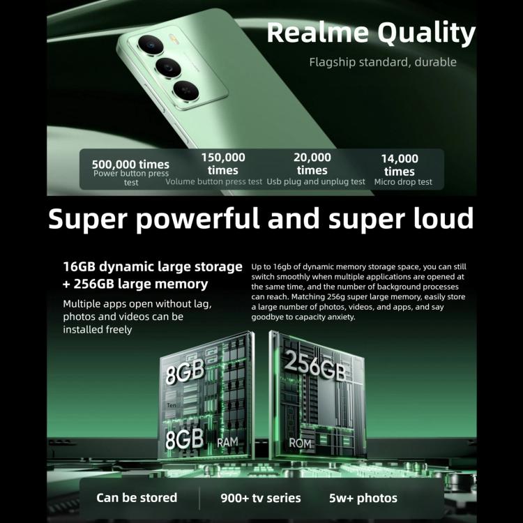 Realme V70, 12 Go + 256 Go, 6,67 pouces Realme UI 6.0 Android 15 Dimensity 6300 5G Octa Core, Réseau : 5G, 12 Go + 256 Go