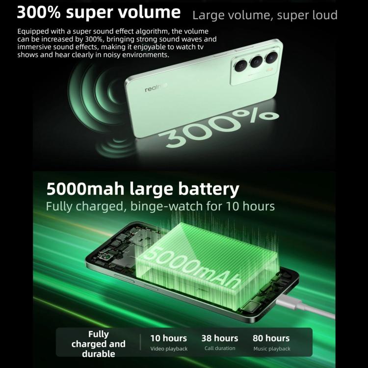 Realme V70, 12 Go + 256 Go, 6,67 pouces Realme UI 6.0 Android 15 Dimensity 6300 5G Octa Core, Réseau : 5G, 12 Go + 256 Go