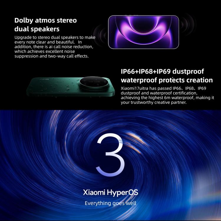 Xiaomi 17 Ultra, 16Go+1To, Empreinte Digitale Ultrasonique 3D, 6.9 pouces Xiaomi HyperOS 3 Snapdragon 8 Elite Gen 5 Octa Core, NFC, Réseau: 5G, 16Go+1To