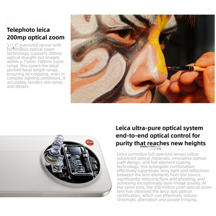 Xiaomi 17 Ultra Par Leica, 16 Go+512 Go, Empreinte Digitale Ultrasonique 3D, 6,9 pouces Xiaomi HyperOS 3 Snapdragon 8 Elite Gen 5 Octa Core, NFC, Réseau : 5G, Par Leica, 16 Go+512 Go