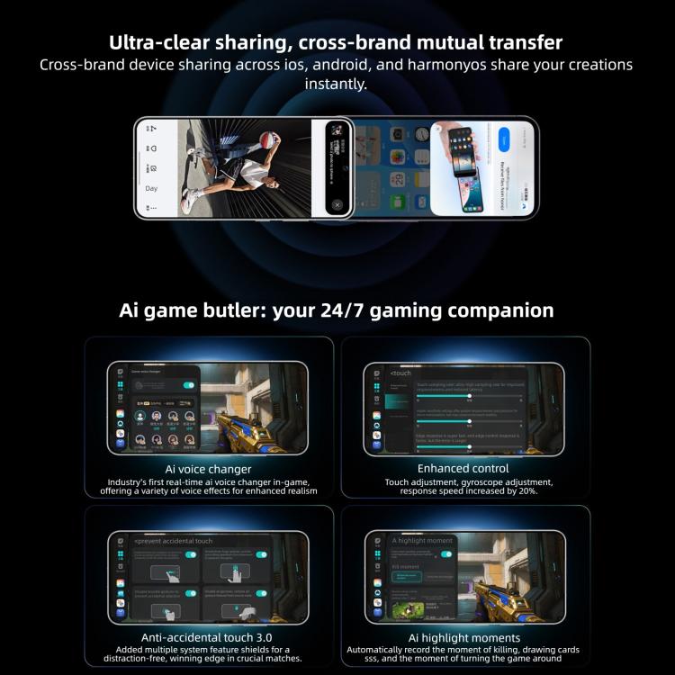 Honor WIN, 12 Go + 256 Go, empreinte digitale ultrasonique 3D, batterie 10000 mAh, MagicOS 10.0 / Android 16 de 6,83 pouces, Snapdragon 8 Elite Gen 5 Octa Core, Réseau : 5G, NFC, OTG, 12 Go + 256 Go