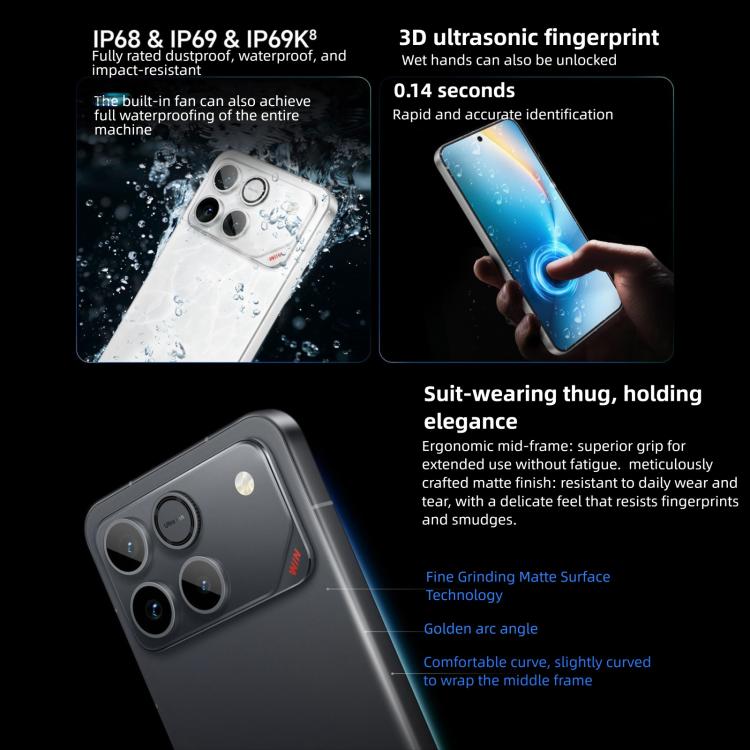 Honor WIN, 12 Go + 256 Go, empreinte digitale ultrasonique 3D, batterie 10000 mAh, MagicOS 10.0 / Android 16 de 6,83 pouces, Snapdragon 8 Elite Gen 5 Octa Core, Réseau : 5G, NFC, OTG, 12 Go + 256 Go