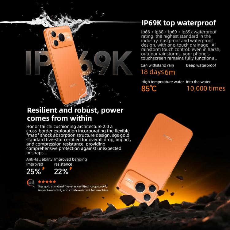 Honor Power2, 12 Go + 256 Go, batterie 10080 mAh, MagicOS 10.0 / Android 16 de 6,79 pouces, processeur octa-core Dimensity 8500 Elite, Réseau : 5G, NFC, OTG, 12 Go + 256 Go
