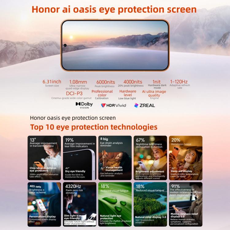 Honor Magic8 Pro Air, 12 Go + 512 Go, empreinte digitale sous l'écran, 6,31 pouces MagicOS 10.0 / Android 16 Dimensity 9500 Octa Core, réseau : 5G, NFC, OTG, 12 Go + 512 Go