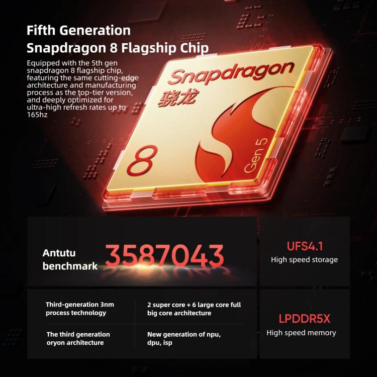 Realme Neo8, 16Go+1To, Empreinte Digitale Écran Ultrasonique, 6.78 pouces Realme UI 7.0 Snapdragon 8 Gen 5 Octa Core, OTG, NFC, Réseau: 5G, 16Go+1To