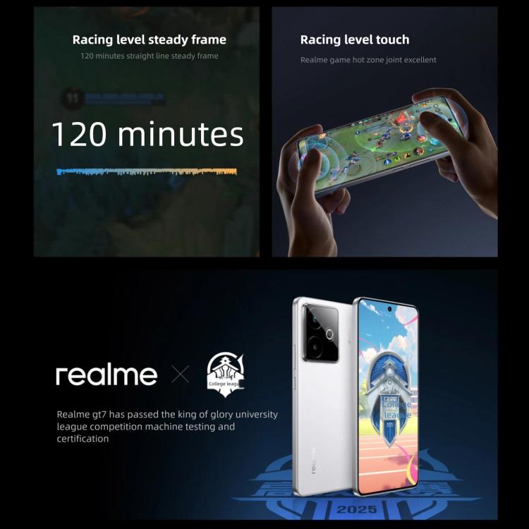 Realme GT7, 12 Go + 256 Go, Android 15 / Realme UI 6.0 de 6,8 pouces, MediaTek Dimensity 9400+ Octa Core, NFC, Réseau : 5G, Prise en charge de Google Play, 12 Go + 512 Go
