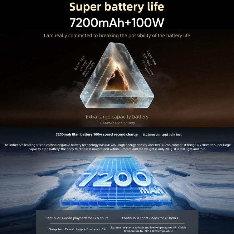 Realme GT7, 16 Go+1 To, Android 15/Realme UI 6.0 de 6,8 pouces, MediaTek Dimensity 9400+ Octa Core, NFC, Réseau : 5G, Compatible Google Play, 16 Go+1 To