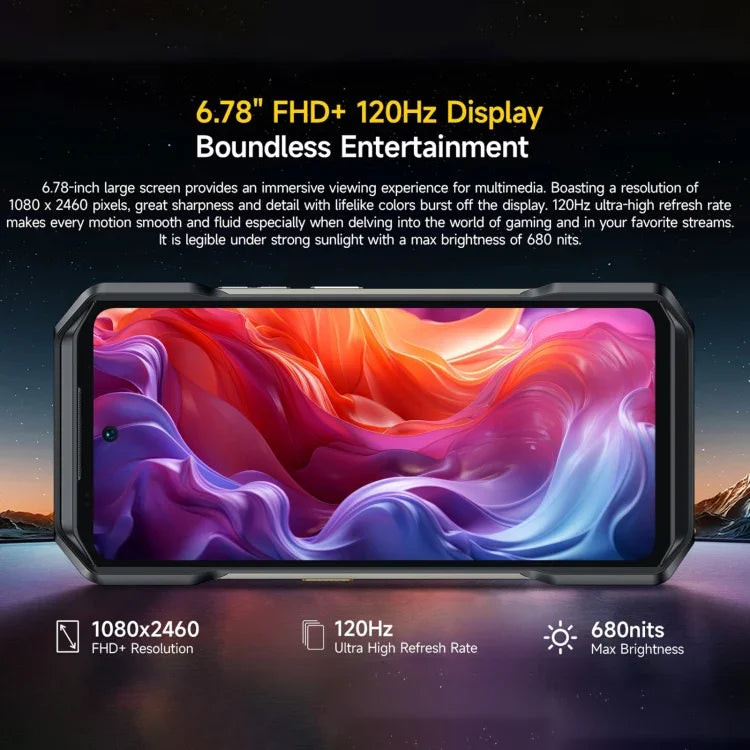Ulefone Armor 27 Pro, téléphone robuste, 12 Go + 256 Go, vision nocturne, batterie 10 600 mAh, écran 6,78 pouces, Android 14, processeur octocœur MediaTek Dimensity 6300, réseau : 5G, NFC, Armor 27 Pro