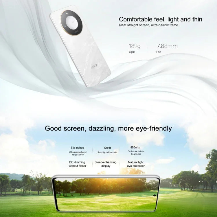 Honor X60, 12 Go + 512 Go, capteur d'empreintes digitales latéral, écran 6,8 pouces, MagicOS 8.0, processeur octocœur Dimensity 7025 Ultra, réseau : 5G, OTG, non compatible avec Google Play, 12 Go + 512 Go