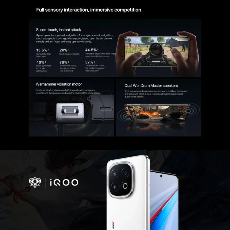 vivo iQOO 13, 16 Go + 1 To, reconnaissance faciale et empreinte digitale sous l'écran, écran 6,82 pouces, Android 15 OriginOS 5, processeur Snapdragon 8 Elite Octa Core, OTG, NFC, réseau 5G, compatible avec Google Play, 16 Go + 1 To