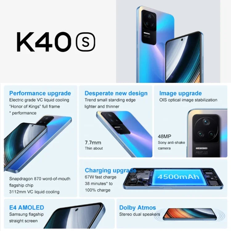 Triple caméra arrière, batterie de 4 500 mAh, lecteur d’empreintes digitales, écran MIUI 13 de 6,67 pouces, processeur Qualcomm Snapdragon 870 octocœur jusqu’à 3,2 GHz, réseau 5G, double SIM, NFC, infrarouge, 12 Go + 256 Go
