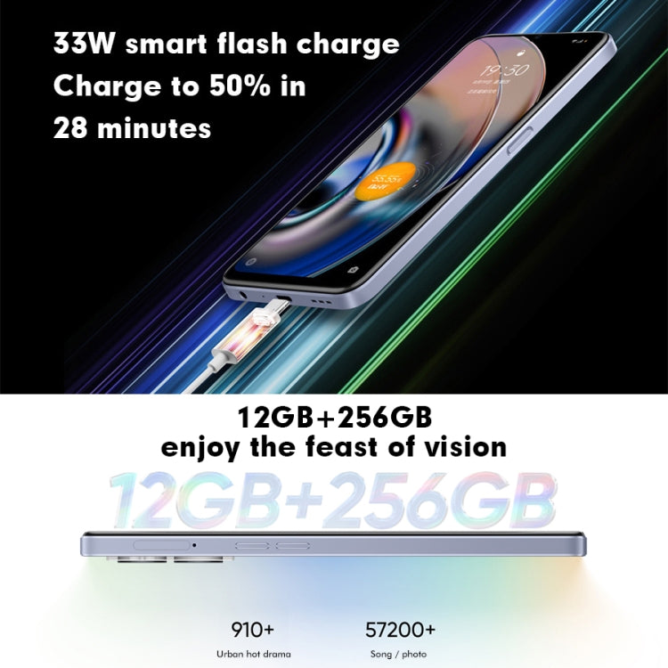 Double caméra arrière, identification latérale par empreinte digitale, batterie 5000 mAh, 6,58 pouces Realme UI 3.0 / Android 12 MediaTek Dimensity 810 Octa Core jusqu'à 2,4 GHz, Réseau : 5G, Support Google Play, 12 Go+256 Go