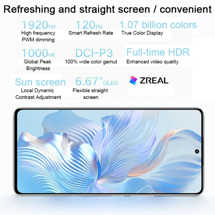 Trois caméras arrière, Identification par empreinte digitale sous l'écran, Magic UI 7.0 de 6,67 pouces, Qualcomm Snapdragon 8+ Gen1 Octa Core jusqu'à 3,0 GHz, Réseau: 5G, OTG, NFC, Ne prend pas en charge Google Play, Honor 80 Pro Plat 5G, 12 Go+256 Go