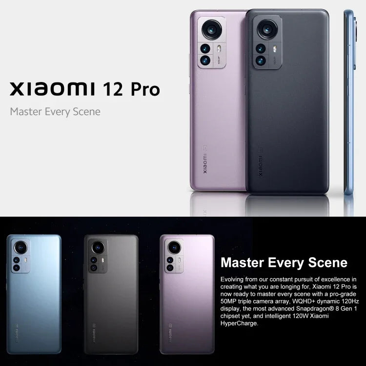 Triple caméras arrière, Face ID et identification d'empreintes digitales sous l'écran, batterie 4600 mAh, MIUI 13 / Android 12 Snapdragon 8 Gen 1 Octa Core jusqu'à 3,0 GHz de 6,73 pouces, réseau : 5G, NFC, Xiaomi 12 Pro Global EU Version