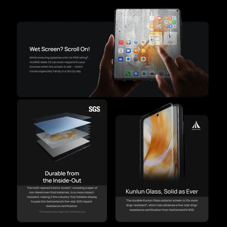 Triple caméra, Face ID et identification latérale par empreinte digitale, batterie 5060 mAh, écran 7,85 pouces + 6,4 pouces, HarmonyOS 3.1 Snapdragon 8+ 4G Octa Core jusqu'à 3,2 GHz, réseau : 4G, OTG, NFC, ne prend pas en charge Google Play, 1 To