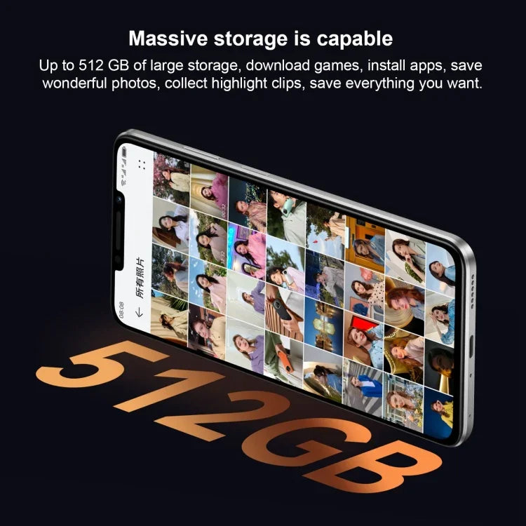 Double caméra arrière, lecteur d'empreintes digitales latéral, batterie 7 000 mAh, écran 6,95 pouces HarmonyOS 3.0, processeur Qualcomm Snapdragon 680 octocœur 2,4 GHz, réseau : 4G, OTG, NFC, non compatible avec Google Play, 512 Go noir, 512 Go orange