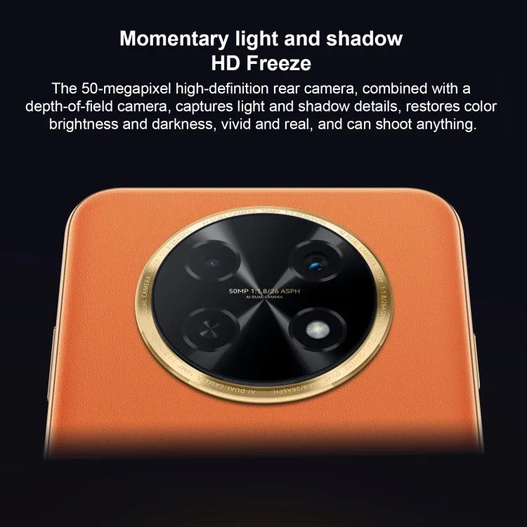 Double caméra arrière, lecteur d'empreintes digitales latéral, batterie 7 000 mAh, écran 6,95 pouces HarmonyOS 3.0, processeur Qualcomm Snapdragon 680 octocœur 2,4 GHz, réseau : 4G, OTG, NFC, non compatible avec Google Play, 512 Go noir, 512 Go orange