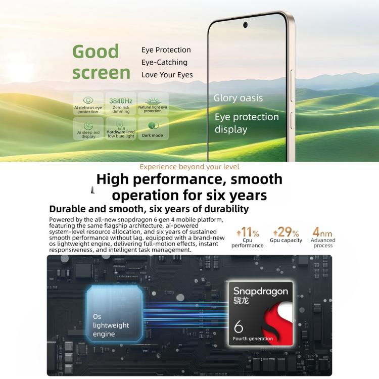 Honor X70 Version Mise à Jour, 12 Go+256 Go, Empreinte Digitale Sous l'Écran, MagicOS 10.0 / Android 16 de 6,79 Pouces, Snapdragon 6 Gen 4 Octa Core, Réseau : 5G, OTG, NFC, Prise en Charge de Google Play, 12 Go+512 Go