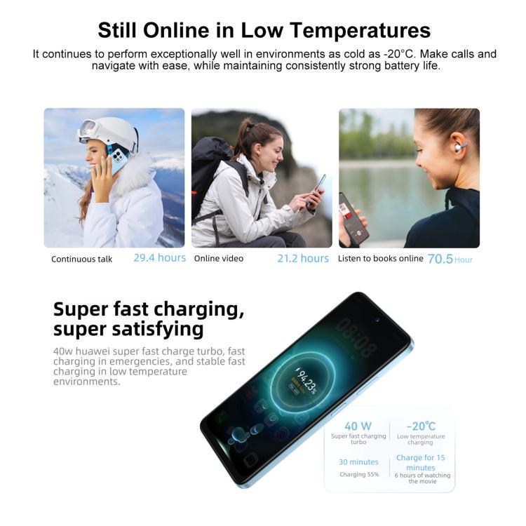 HUAWEI Enjoy 90 Plus, 8GB‌+128GB, Empreinte digitale latérale, HarmonyOS 6.0 Kirin 8000 de 6,67 pouces, OTG, Ne prend pas en charge Google Play, 8GB+128GB