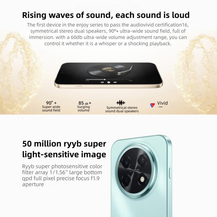 HUAWEI Enjoy 90 Pro Max, 8 Go‌+128 Go, Empreinte Digitale Latérale, HarmonyOS 6.0 Kirin 8000 de 6,84 Pouces, OTG, Ne Prend Pas en Charge Google Play, 8 Go+128 Go