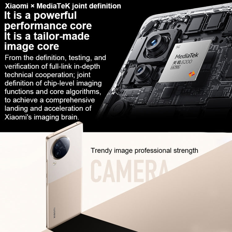 Triple caméra arrière + double caméra frontale, lecteur d'empreintes digitales intégré à l'écran, batterie de 4 500 mAh, écran MIUI 14 de 6,55 pouces, processeur Dimensity 8200 Ultra Octa-Core 4 nm jusqu'à 3,1 GHz, réseau : 5G, NFC, 16 Go + 1 To