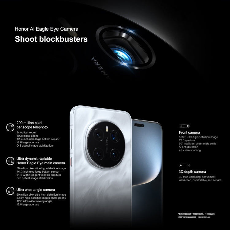 Honor Magic7 Pro, 16Go+512Go, Empreinte Digitale Sous l'Écran, 6,8 pouces MagicOS 9.0 / Android 15 Snapdragon 8 Elite Octa Core 3nm, Réseau : 5G, NFC, OTG, Ne Prend Pas en Charge Google Play, 16Go+512Go