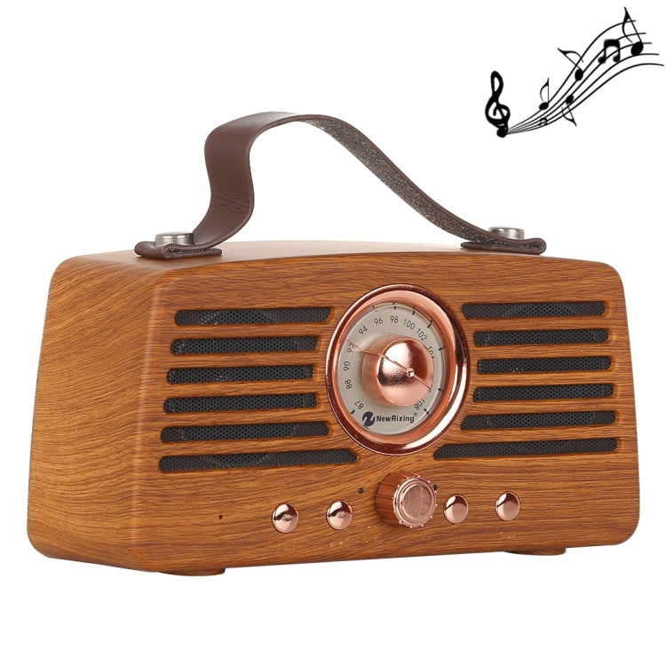 Enceinte FM sans fil NewRixing NR-4013 à texture cendre mandchoue rétro avec fonction appel, support carte TF et clé USB