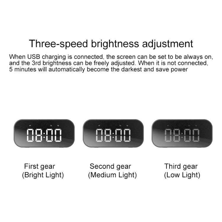 Mini enceinte Bluetooth 5.0 AEC BT501 avec LED, réveil, horloge et miroir, support carte TF 32G, BT501