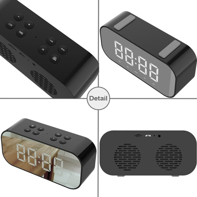 Mini enceinte Bluetooth 5.0 AEC BT501 avec LED, réveil, horloge et miroir, support carte TF 32G, BT501