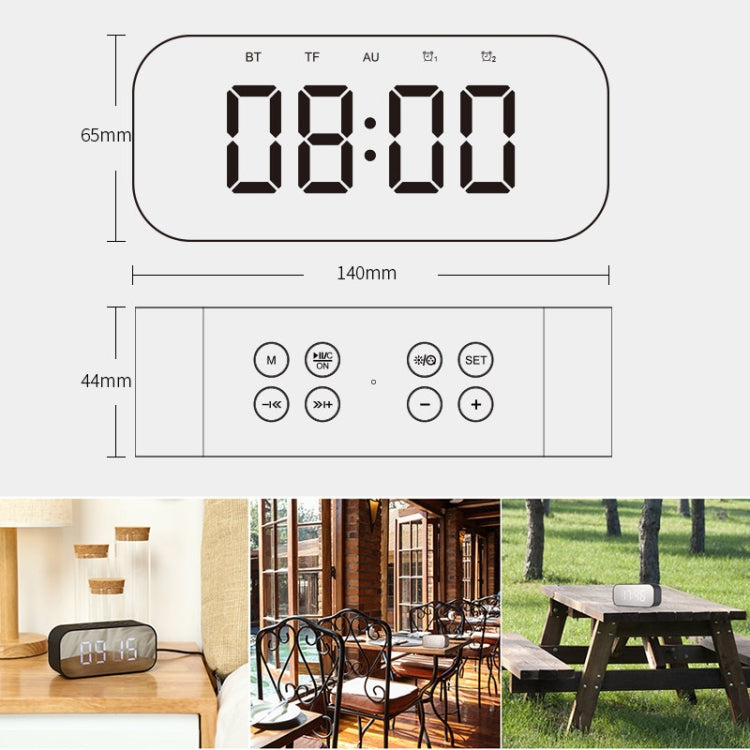 Mini enceinte Bluetooth 5.0 AEC BT501 avec LED, réveil, horloge et miroir, support carte TF 32G, BT501