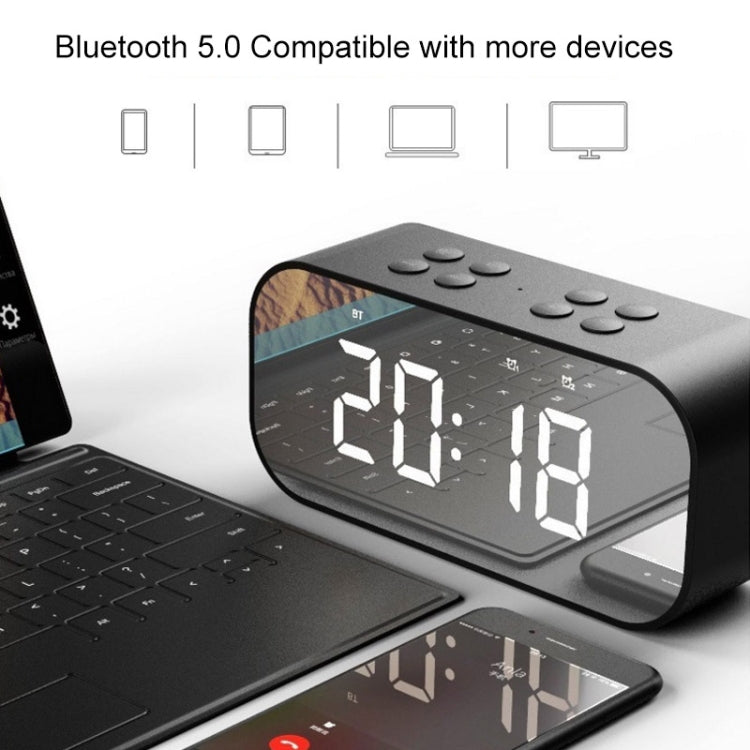 Mini enceinte Bluetooth 5.0 AEC BT501 avec LED, réveil, horloge et miroir, support carte TF 32G, BT501