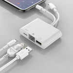 Adaptateur d'interface femelle de chargement NK-107 Pro 3 en 1 USB-C / Type-C + mâle 8 broches vers USB + RJ45 + 8 broches, NK-107 Pro