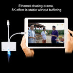 Adaptateur d'interface femelle de chargement NK-107 Pro 3 en 1 USB-C / Type-C + mâle 8 broches vers USB + RJ45 + 8 broches, NK-107 Pro