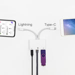 Adaptateur d'interface femelle de chargement NK-107 Pro 3 en 1 USB-C / Type-C + mâle 8 broches vers USB + RJ45 + 8 broches, NK-107 Pro