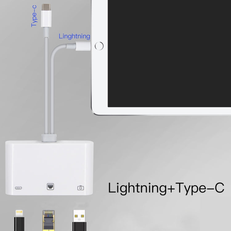 Adaptateur d'interface femelle de chargement NK-107 Pro 3 en 1 USB-C / Type-C + mâle 8 broches vers USB + RJ45 + 8 broches, NK-107 Pro
