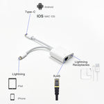 Adaptateur d'interface NK-1035 Pro 2 en 1 USB-C / Type-C + mâle 8 broches vers RJ45 + femelle de chargement 8 broches, NK-1035 Pro