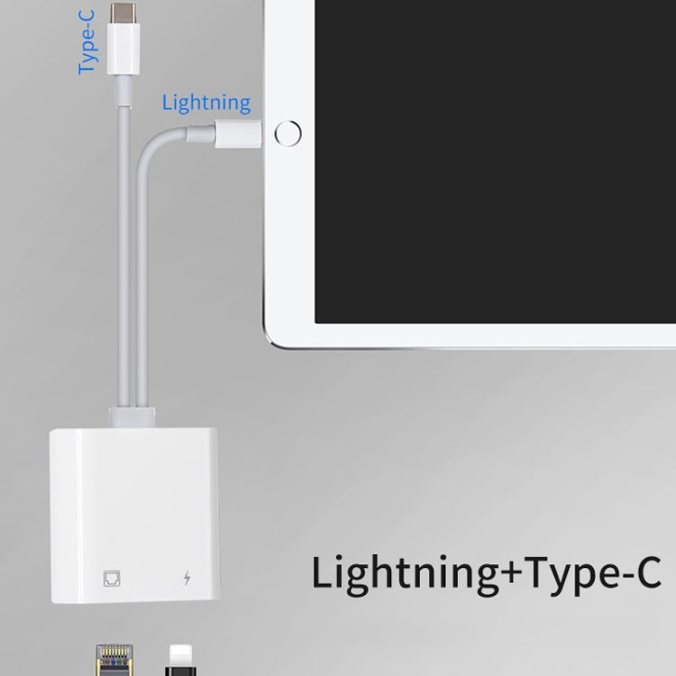 Adaptateur d'interface NK-1035 Pro 2 en 1 USB-C / Type-C + mâle 8 broches vers RJ45 + femelle de chargement 8 broches, NK-1035 Pro