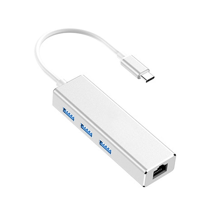 Adaptateur HUB USB-C / Type-C vers Ethernet Gigabit RJ45 & 3 x USB 3.0, ordinateur tablette téléphone universel, Ethernet Gigabit