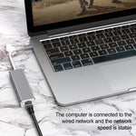 Adaptateur HUB USB-C / Type-C vers Ethernet Gigabit RJ45 & 3 x USB 3.0, ordinateur tablette téléphone universel, Ethernet Gigabit