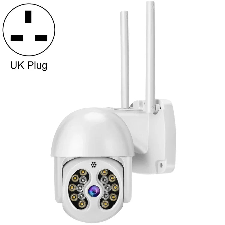 Caméra IP sans fil Tuya QX56 3.0 Mégapixels IP66 étanche 2.4G, supporte Amazon Alexa & Google Home & détection de mouvement & audio bidirectionnel & vision nocturne couleur & carte TF, prise EU, supporte Amazon Alexa & Google Home
