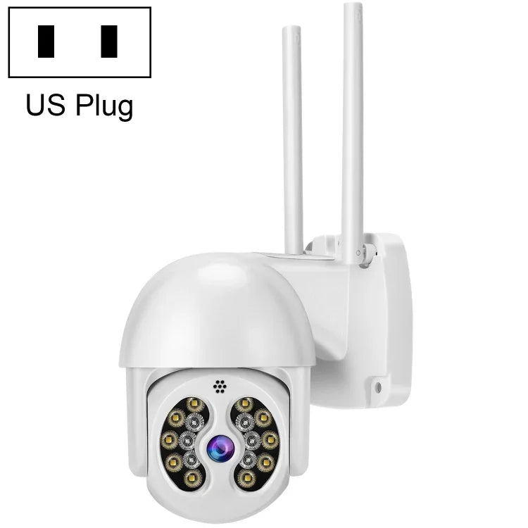 Caméra IP sans fil Tuya QX56 3.0 Mégapixels IP66 étanche 2.4G, supporte Amazon Alexa & Google Home & détection de mouvement & audio bidirectionnel & vision nocturne couleur & carte TF, prise EU, supporte Amazon Alexa & Google Home