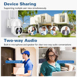 Caméra IP sans fil Tuya QX56 3.0 Mégapixels IP66 étanche 2.4G, supporte Amazon Alexa & Google Home & détection de mouvement & audio bidirectionnel & vision nocturne couleur & carte TF, prise EU, supporte Amazon Alexa & Google Home