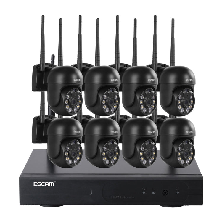 ESCAM WNK618 Système de sécurité NVR HD avec caméra dôme sans fil 3,0 mégapixels à 8 canaux, prise en charge de la détection de mouvement, de l'audio bidirectionnel, de la vision nocturne en couleur et de la carte TF, prise européenne, WNK618