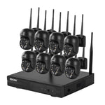 ESCAM WNK618 Système de sécurité NVR HD avec caméra dôme sans fil 3,0 mégapixels à 8 canaux, prise en charge de la détection de mouvement, de l'audio bidirectionnel, de la vision nocturne en couleur et de la carte TF, prise européenne, WNK618
