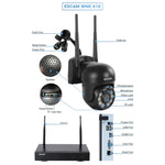 ESCAM WNK618 Système de sécurité NVR HD avec caméra dôme sans fil 3,0 mégapixels à 8 canaux, prise en charge de la détection de mouvement, de l'audio bidirectionnel, de la vision nocturne en couleur et de la carte TF, prise européenne, WNK618