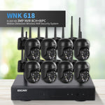 ESCAM WNK618 Système de sécurité NVR HD avec caméra dôme sans fil 3,0 mégapixels à 8 canaux, prise en charge de la détection de mouvement, de l'audio bidirectionnel, de la vision nocturne en couleur et de la carte TF, prise européenne, WNK618