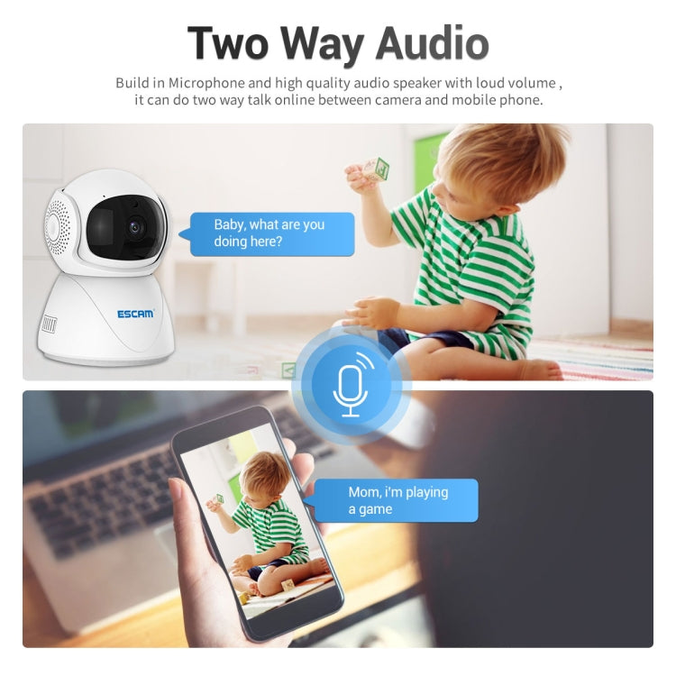 Caméra IP WiFi double bande ESCAM PT201 HD 1080P, prise en charge de la vision nocturne / détection de mouvement / suivi automatique / carte TF / audio bidirectionnel, prise UE, PT201