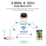 Caméra IP WiFi double bande ESCAM PT201 HD 1080P, prise en charge de la vision nocturne / détection de mouvement / suivi automatique / carte TF / audio bidirectionnel, prise UE, PT201