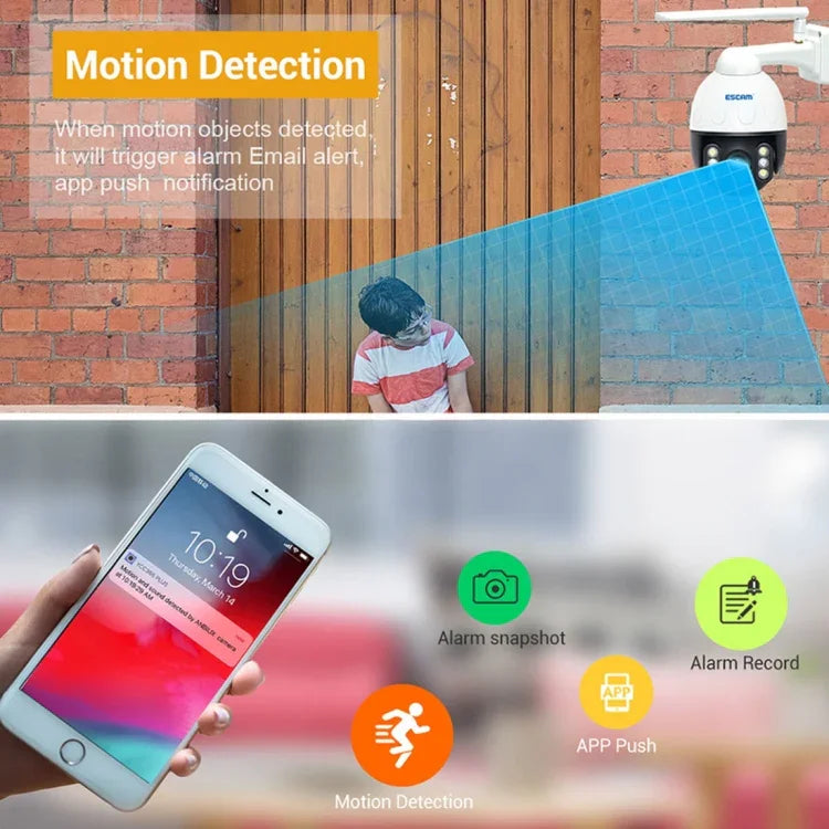 ESCAM Q5068 H.265 5MP Caméra IP WiFi étanche Pan/Tilt/Zoom 4X, Prend en charge ONVIF, Audio bidirectionnel et Vision nocturne, prise AU, prise UK, prise US, prise EU, prise AU
